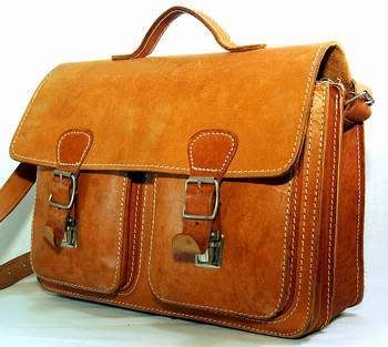 Vintage school bag briefcase satchel LEATHER Bag S0088