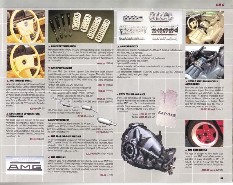 AMG options, W126 1985 color catalogue, 50 pages, Beverly Hills AMG