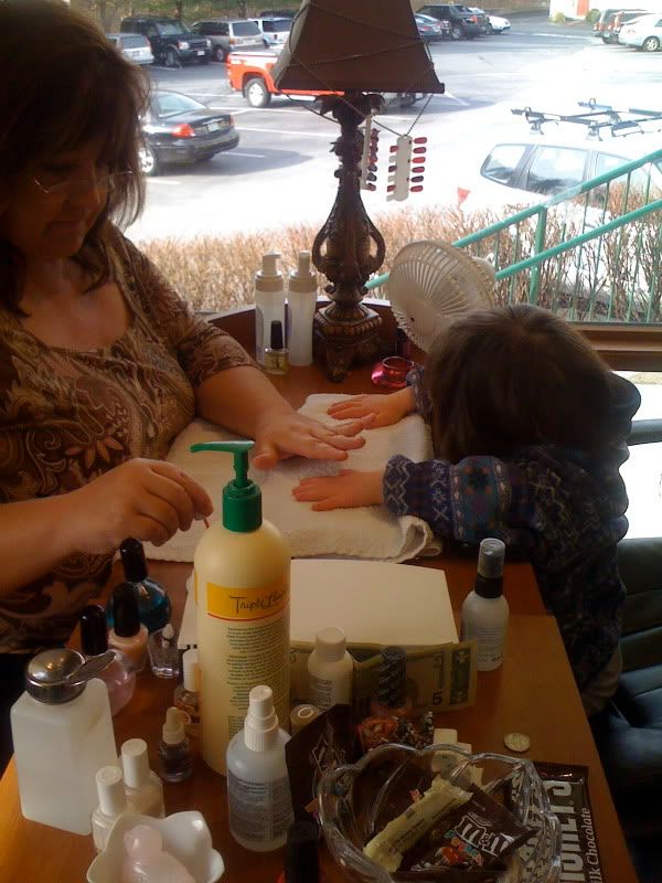 Sofia getting a manicure