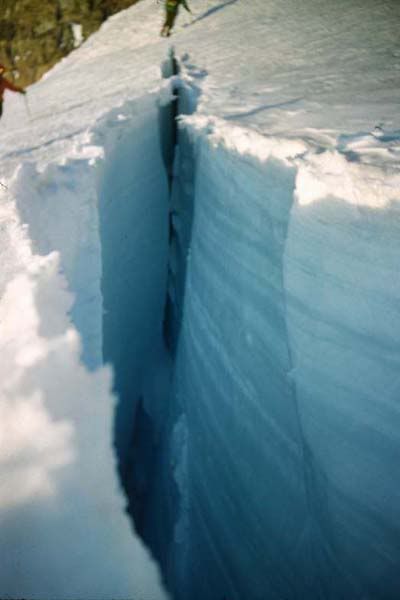 Picture of a crevasse on Mt. Rainier