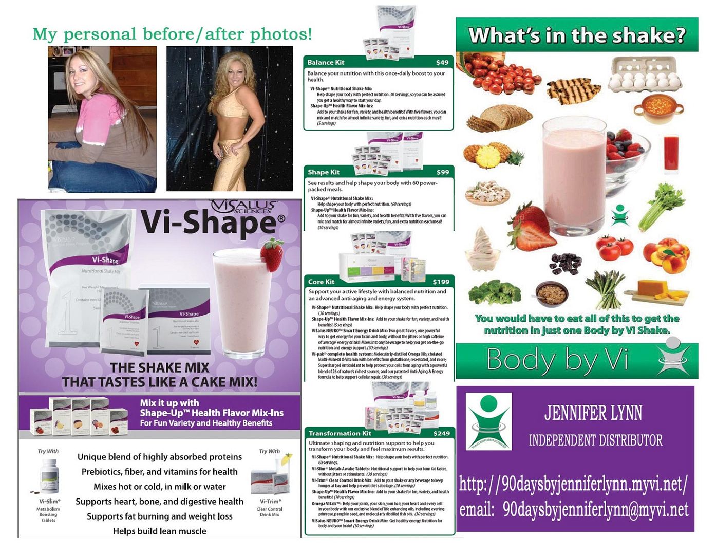 VISALUS Body By Vi Challenge SHAPE KIT Sample Taster Packs 5 Meals for