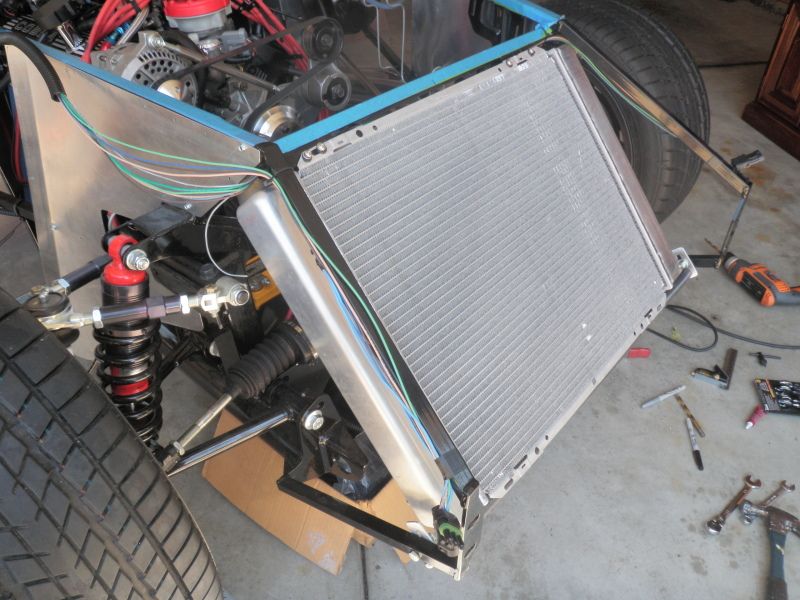Made my fan shroud and mounted the radiator Factory Five
