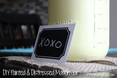 DIY Painted and Distressed Mason Jar on Pretty Sassy Cool