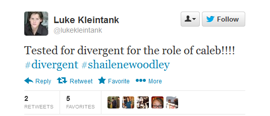 Luke Kleintank Tests for the Role of Caleb in Divergent