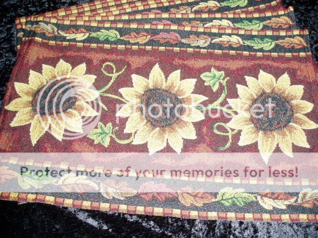 NEW 6 FALL THANKSGIVING HOLIDAY BOLD SUNFLOWER TAPESTRY PLACEMATS 