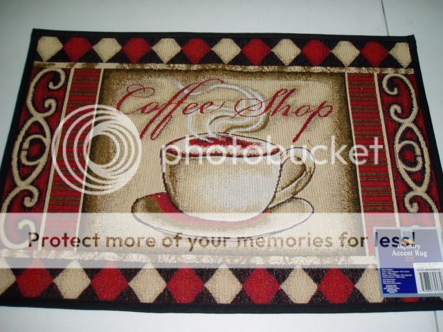 COFFEE SHOP LATTE CAFE CHECKERS COTTON TAPESTRY ACCENT RUG MAT NWT 