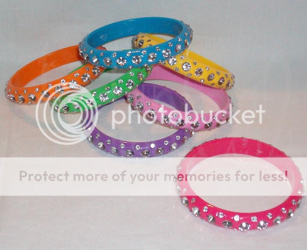 XLarge Plus Size 3 Rows Rhinestones Multi Colored Bangle Bracelet 16 Colors