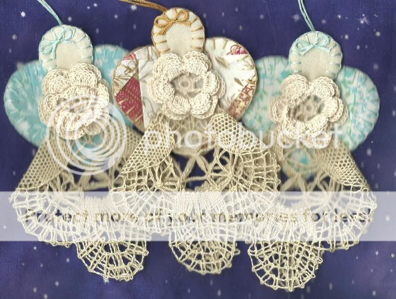   handmade from cluney lace doilies, embroidery, quilt tops   #4386
