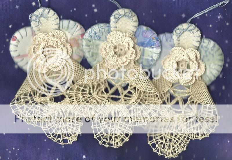   handmade from cluney lace doilies, embroidery, quilt tops   #4386