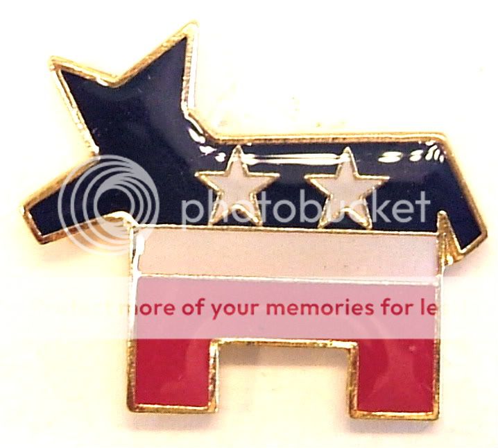 What a great pin Features the Democratic Party Symbol in Red White 