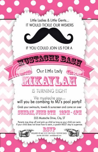 Mustache Invitations For Girls 7