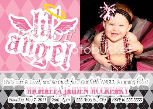 Little Angel First Birthday Party Invitation