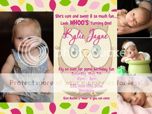 Look Whoos Turning One OWL 1st Birthday Thank You Card  