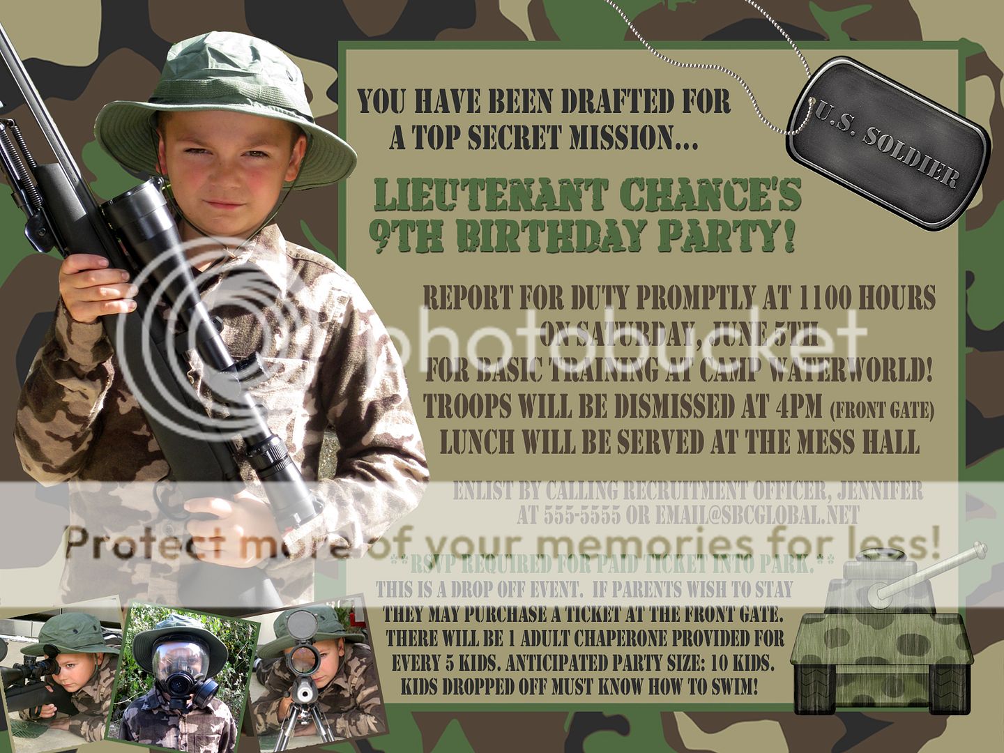 Desert Camo Camouflage Birthday Invitation Military  