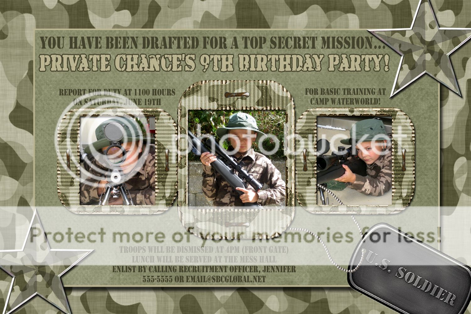 Desert Camo Camouflage Birthday Invitation Military  