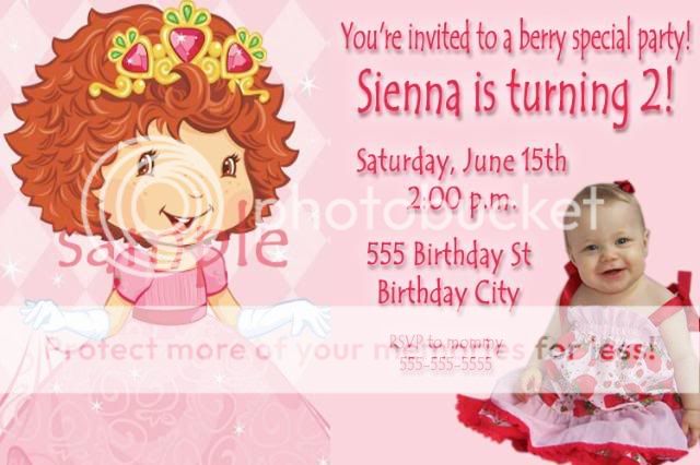 Strawberry Shortcake Birthday Party Invitations x 2  