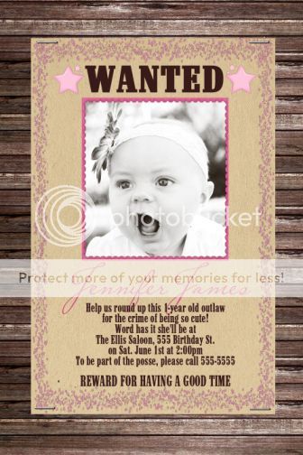 Cowgirl Horse Birthday Party Invitations Western Howdy Wanted Poster 