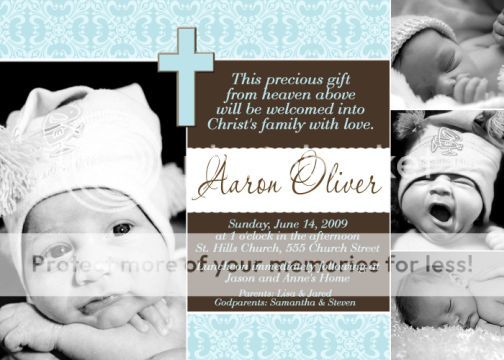 CHRISTENING BAPTISM INVITATIONS Photo Boy & Girl x 2  