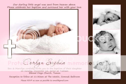 Boy Girl Damask BAPTISM Christening Invitations Photo  