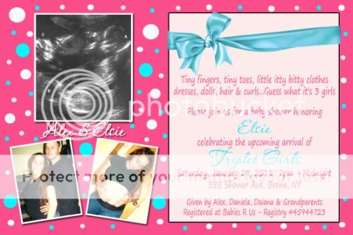 Turquoise & Hot Pink Baby Girl Shower Invitations