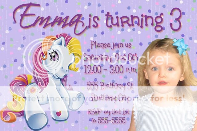 My Little Pony Photo Birthday Party Invitations x2  