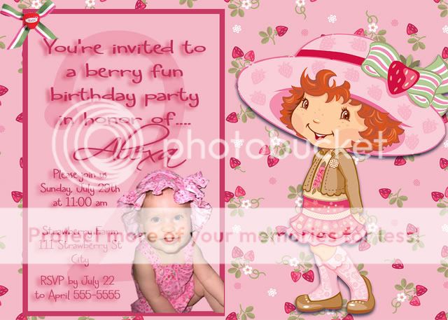 Strawberry Shortcake Birthday Party Invitations x 2  