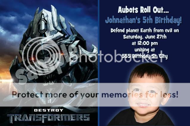 PHOTO Transformers Optimus Prime BIRTHDAY INVITATIONS  