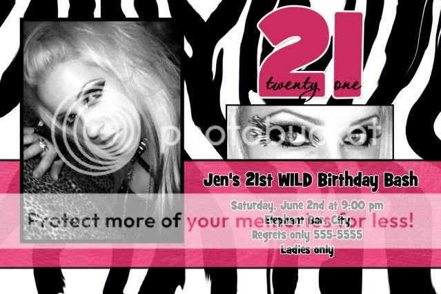 Zebra HOT PINK Bachelorette BIRTHDAY Invitation *Wild*  