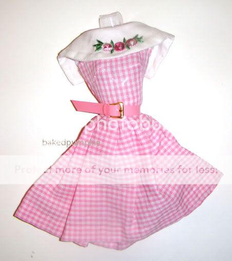 Barbie Fashion Pink/White Dress For Barbie Dolls Repro  